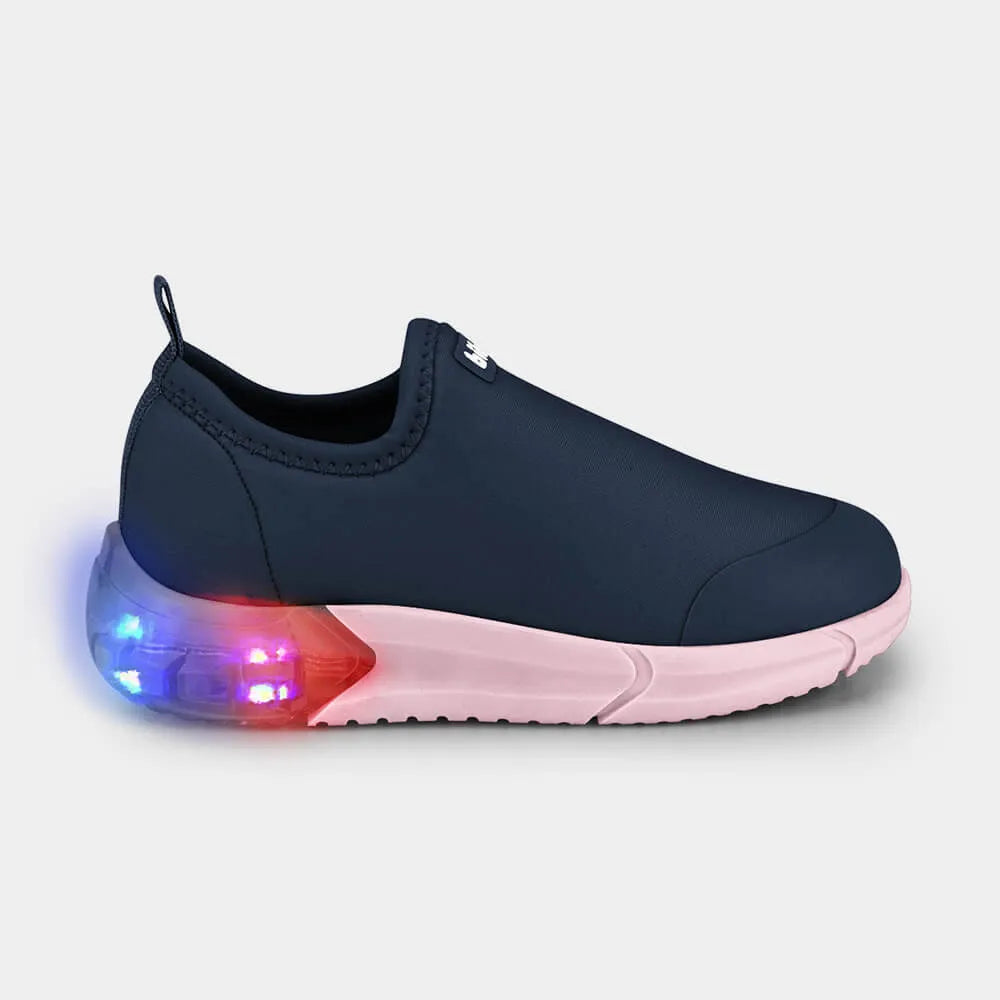 Tenis con Luces Space Azul Marino con Rosa